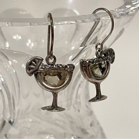 Margarita earrings sterling silver drop earrings with crystal/ stone margarita - Picture 1 of 9